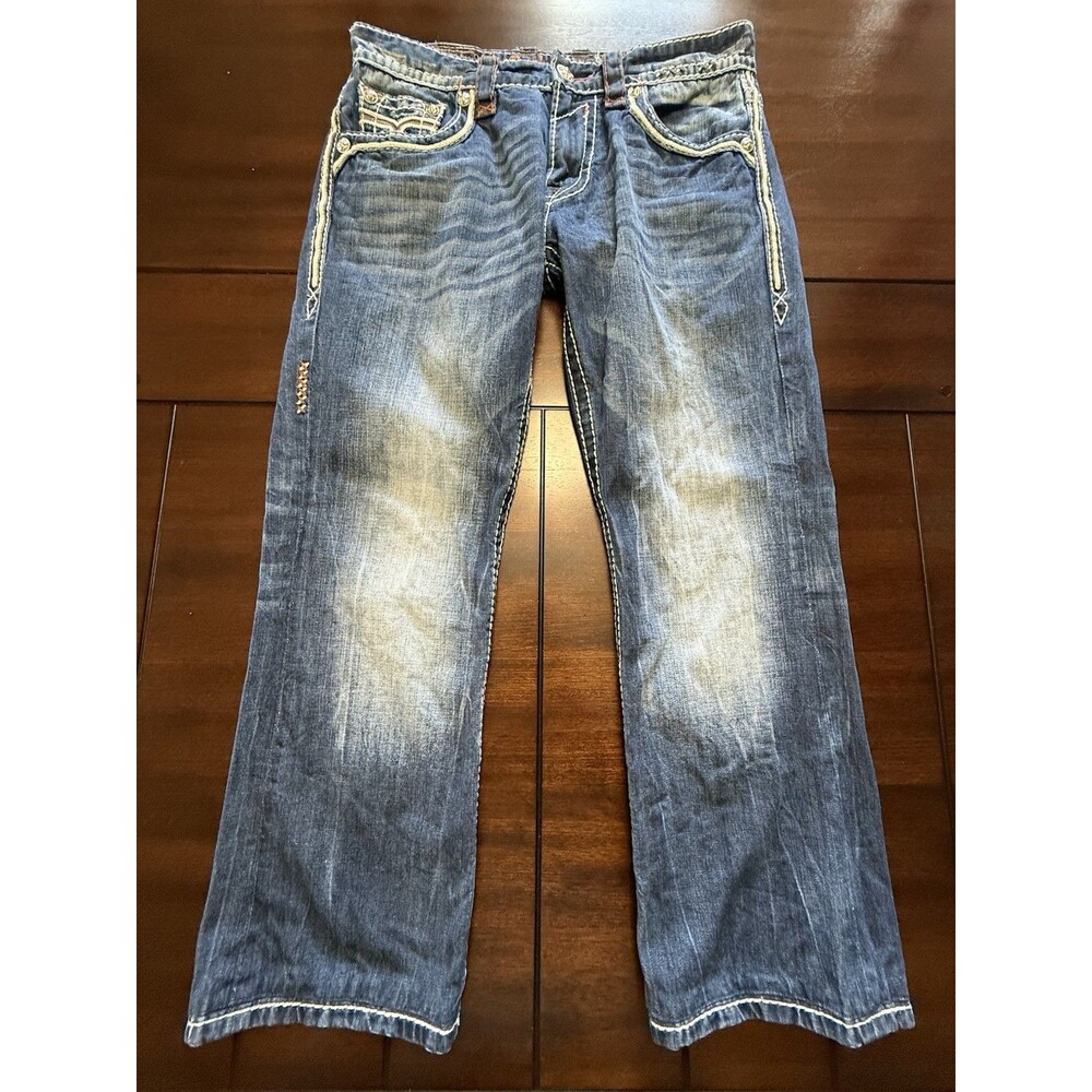 🔥RARE -Rock Revival Selvedge Men’s Jeans 34/36x28.5 Kael Relaxed Straight